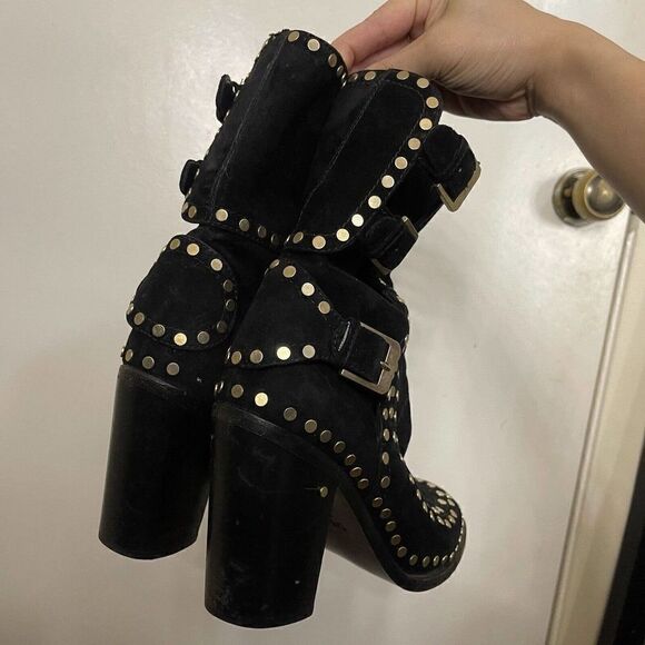 Laurence Dacade Paris black leather suede studded buckle boots size 37 - Picture 6 of 14